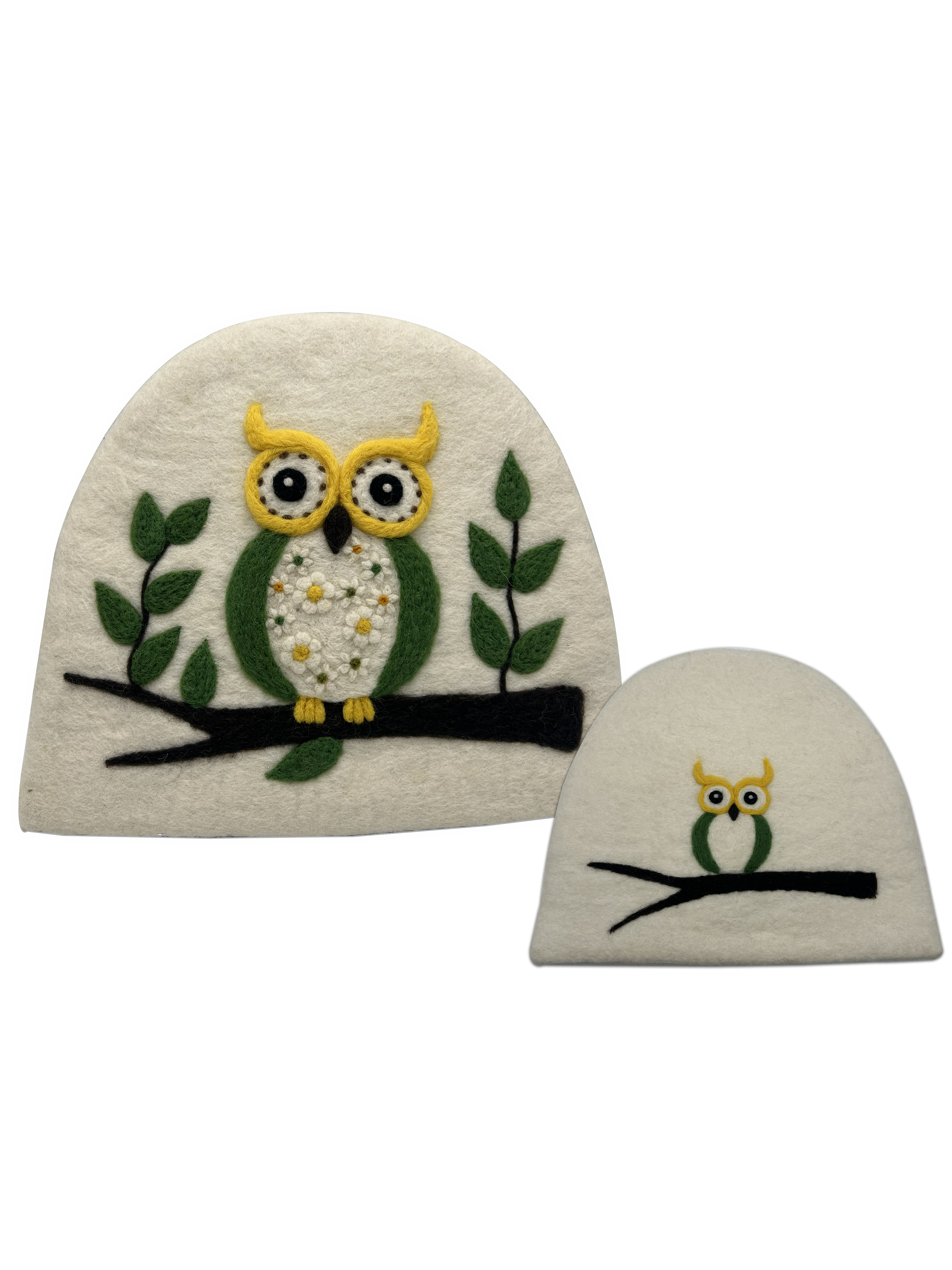 Handmade Felt Tea Cozy with Owl Design – Wool Teapot Cover
